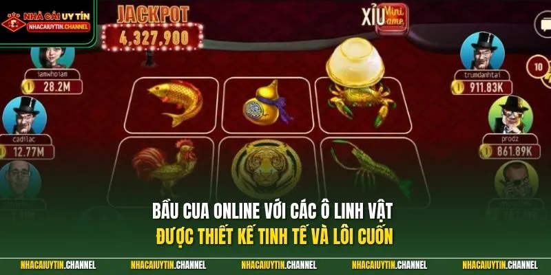 Bầu Cua Online 1 Bầu Cua Online với các ô linh vật được thiết kế tinh tế và lôi cuốn